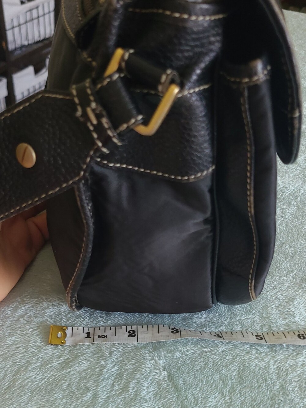 Bally U Collection Black Crossbody Shoulder Bag with Gold Accents - Picture 12 of 15